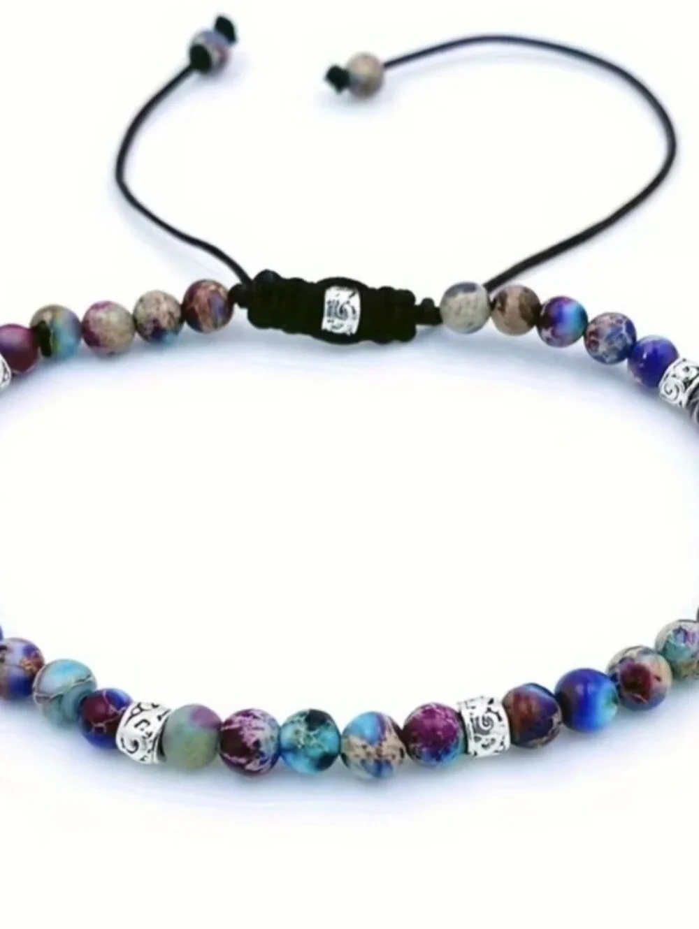 💜🩶NEW💜🩶 PRETTY!! 4MM PURPLE FLOWER STONE Adjustable Bracelet